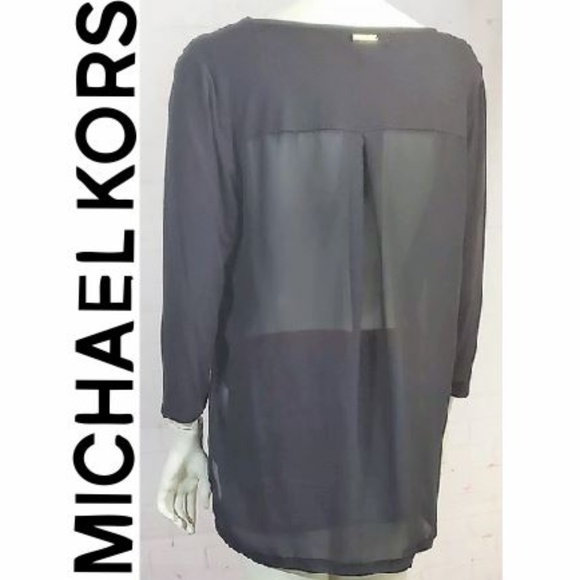 Michael Kors Tops - MICHAEL KORS BLACK SEE THROUGH BACK HI LO BLOUSE L